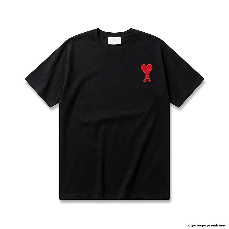 AMI Love Embroidery Simple Black T-shirt