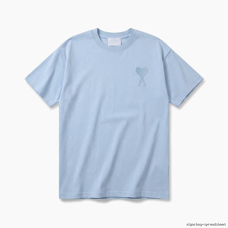 AMI Love Heart Pattern Light Blue T-shirt