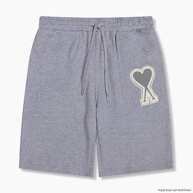 AMI Love Heart Pattern Light Gray Shorts
