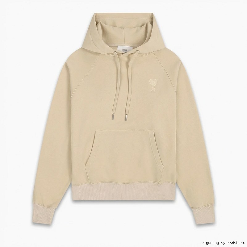 AMI Love Minimalist Style Beige Hoodie