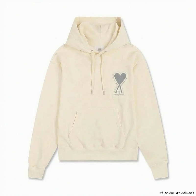AMI Love Minimalist Style Beige Hoodie