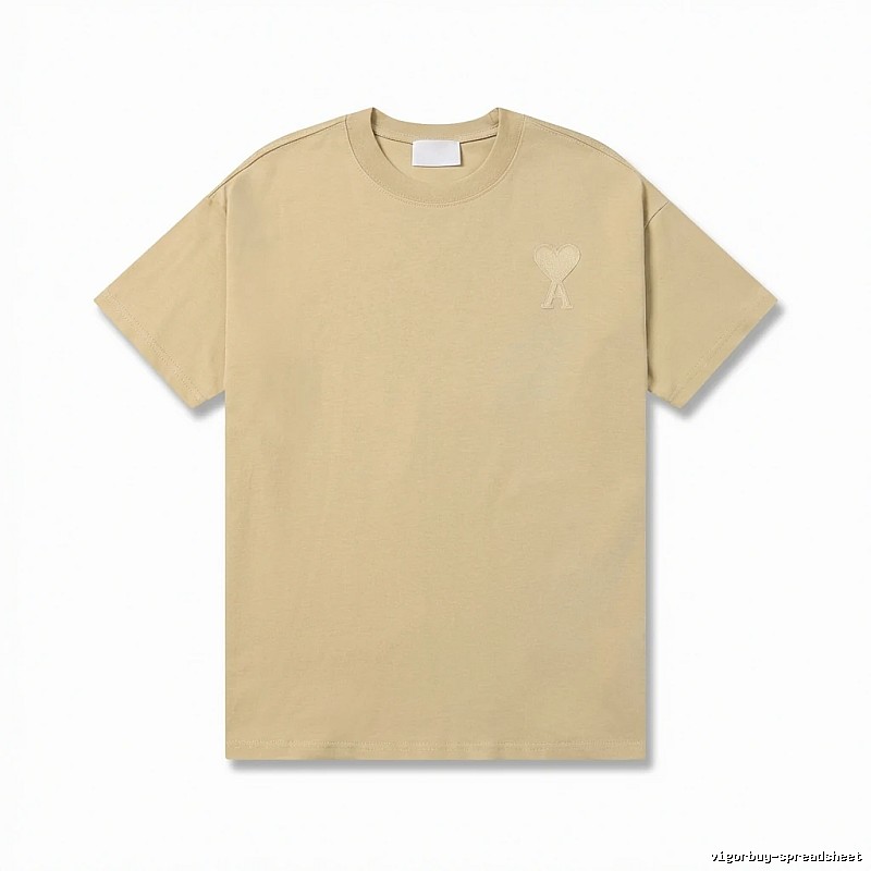 AMI Love Minimalist Style Beige T-shirt
