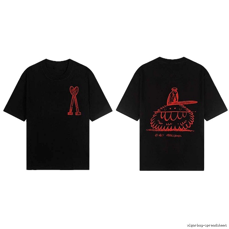 AMI red printed short-sleeve T-shirt