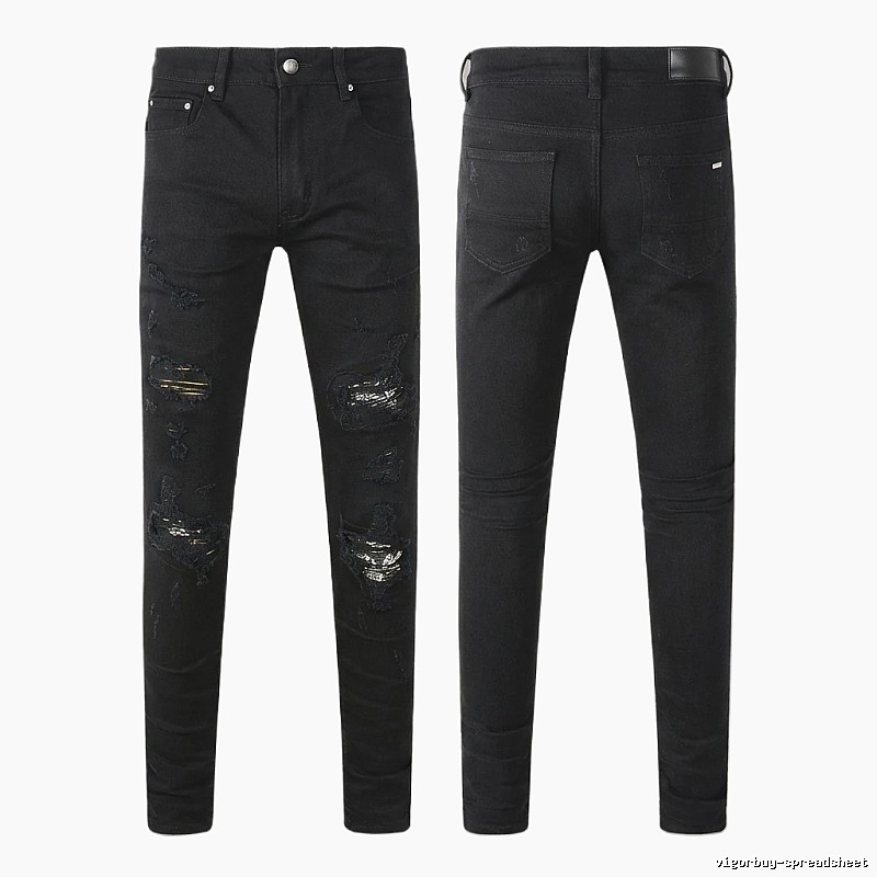 AMI Ripped Trendy Cool Black Jeans