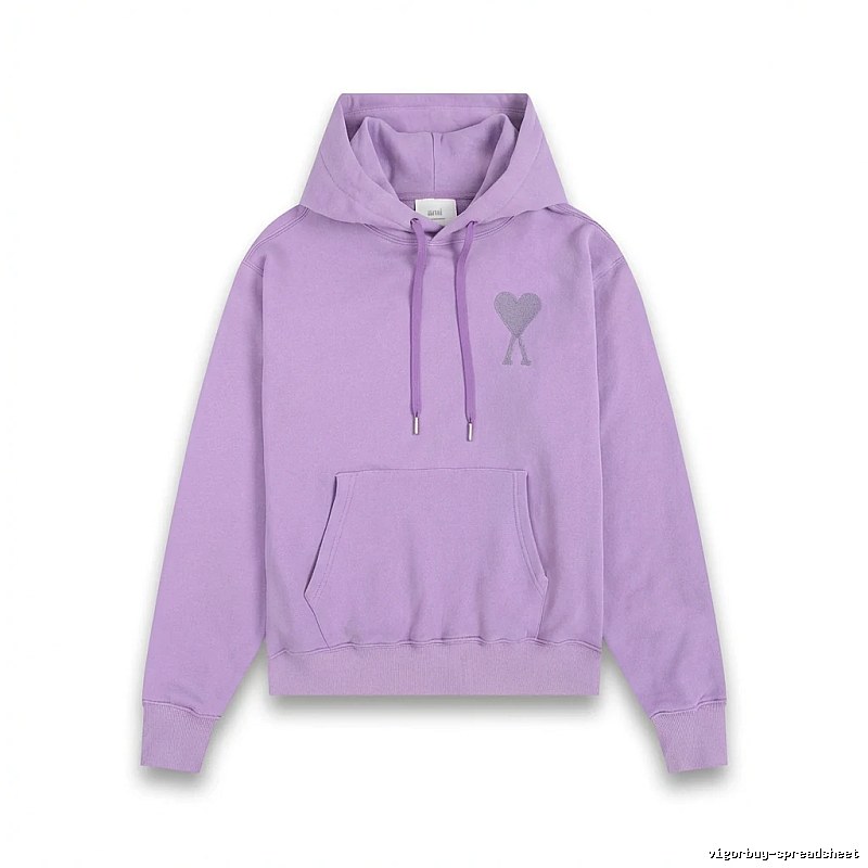 AMI series minimalist style purple hoodie