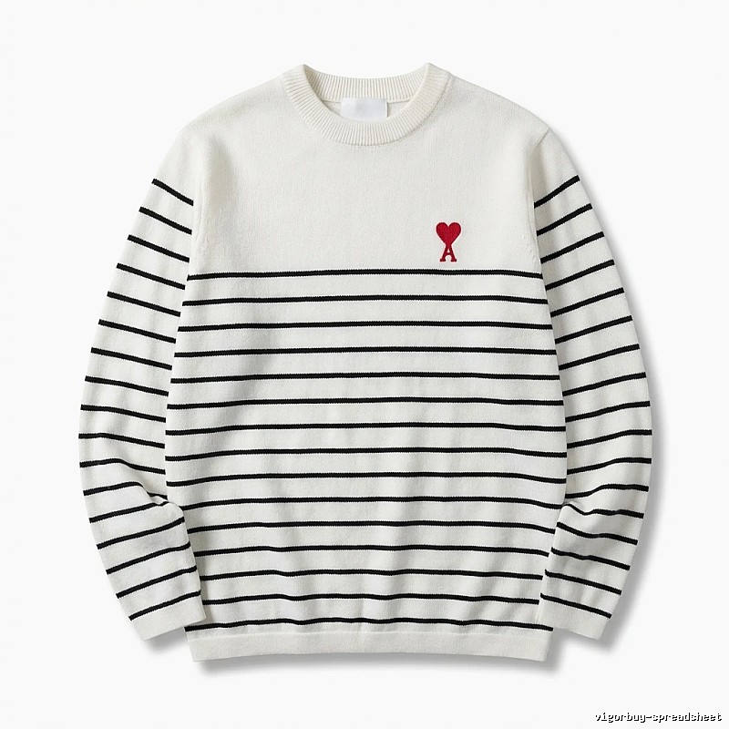 AMI striped minimalist style white sweater