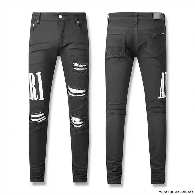 AMI Trendy Black Jeans with Ripped Holes