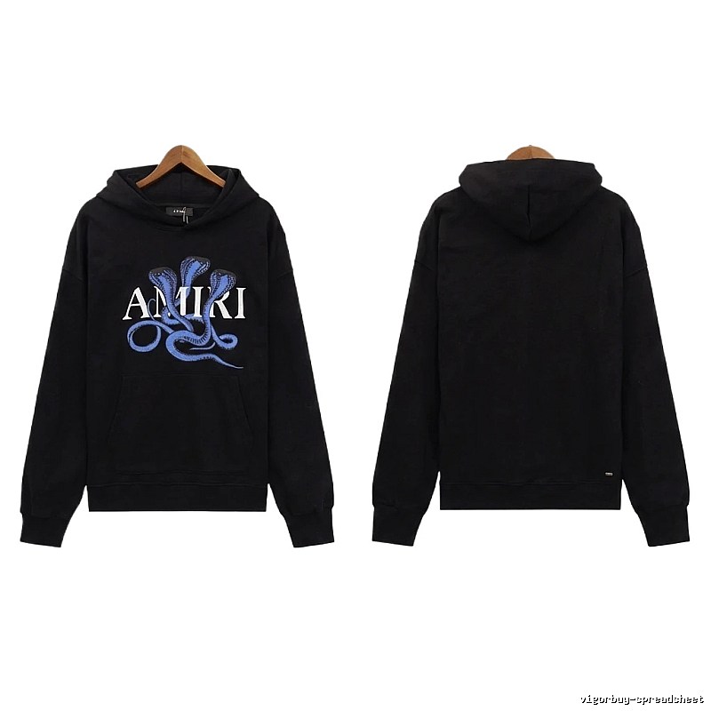 AMIRI Black Hoodie with Snake Print