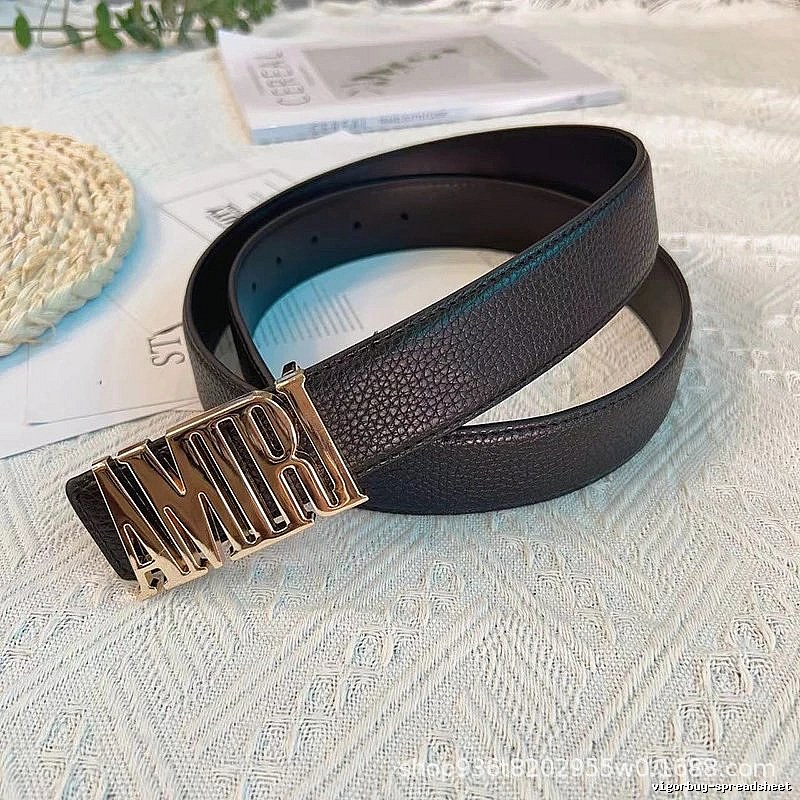 Amiri Lightweight Logo belt Black Belt Metallic for Trend Styling