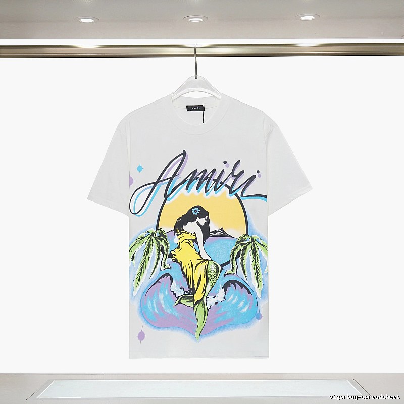 Amiri Logo Detail Graphic T-shirt White Blue Amiri with Functional Detail
