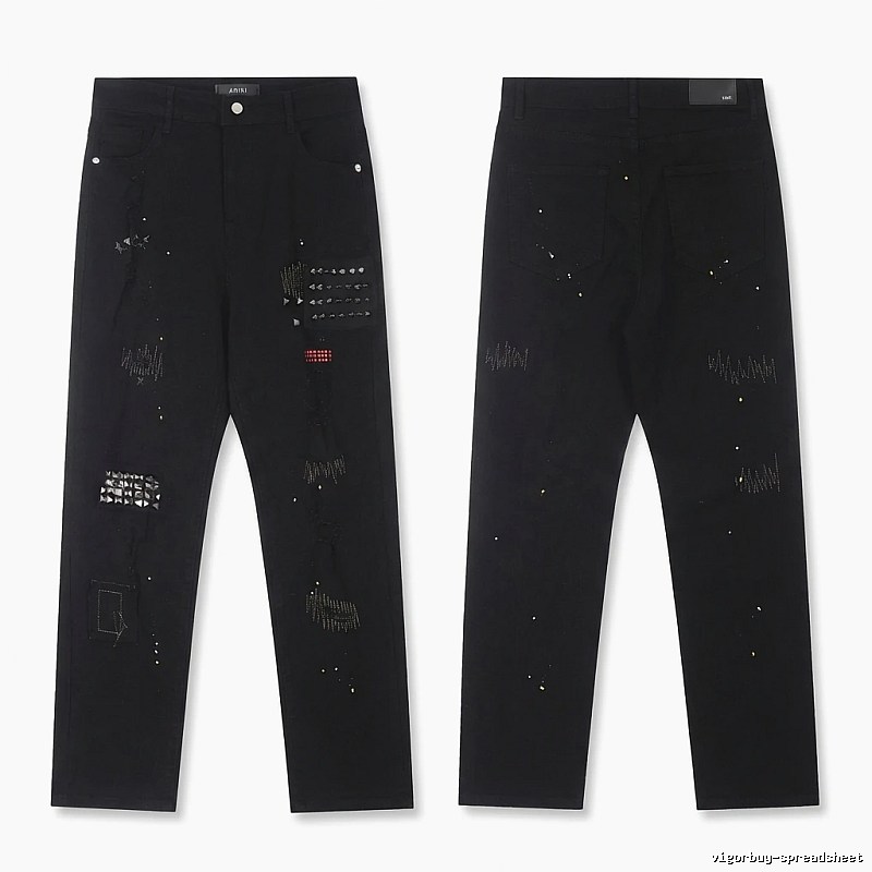 AMIRI Rivet Punk Style Black Pants