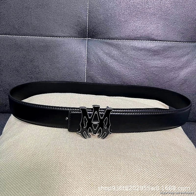 Amiri Streetwear Logo belt Black Belt Metallic with Logo Accent