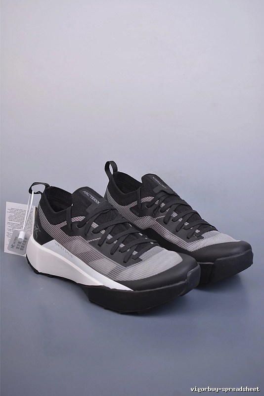 Arc'teryx Black, Gray and White Knit Trail Sneakers with Technical Upper