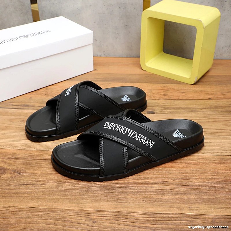 Armani EA Series Casual Style Black Slide Sandals