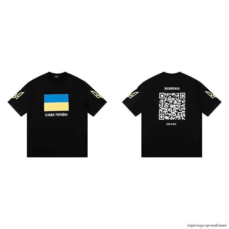 Balenciaga Charity Print Trendy Style Black Short-sleeve T-Shirt