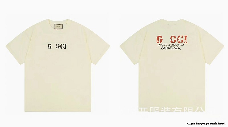 Balenciaga Co-branded Distressed-style Off-white Short Sleeve T-Shirt