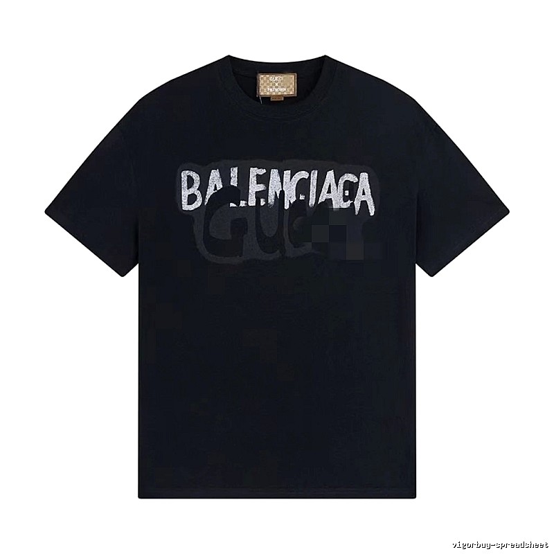 Balenciaga Co-branded Graffiti-style Black T-Shirt