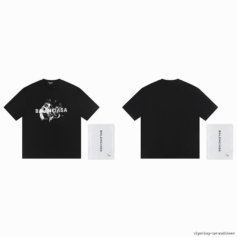 Balenciaga Distressed Print Cool Trendy Black T-Shirt