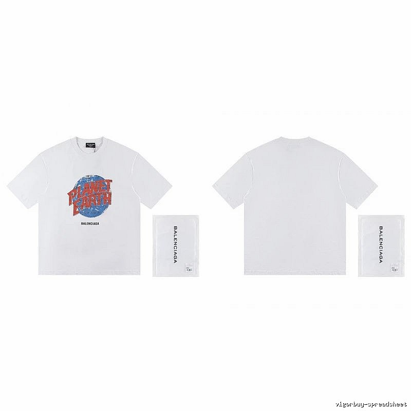 Balenciaga Distressed-style Earth Print White T-Shirt
