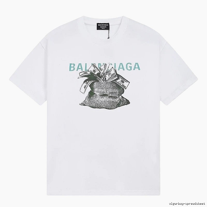Balenciaga Dollar Bill Print Street Style White T-Shirt
