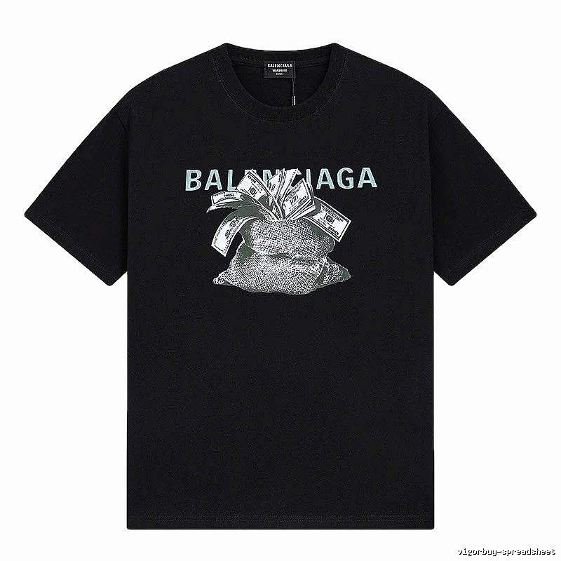Balenciaga Dollar Print Street Style Black T-Shirt