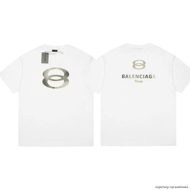 Balenciaga Double 8 Print Street Style White T-Shirt
