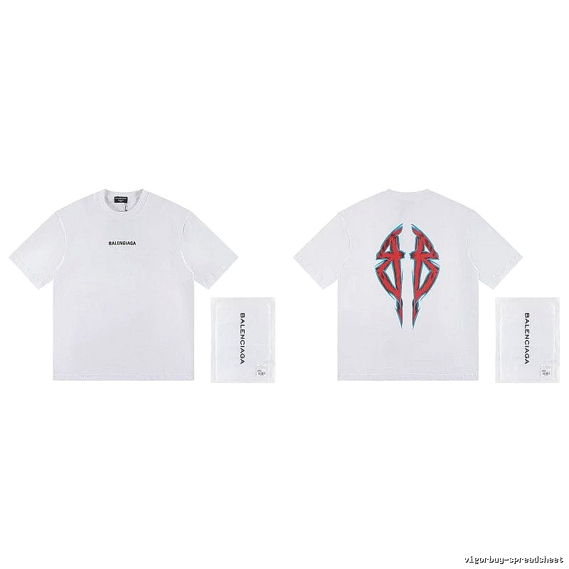 Balenciaga Double B Graffiti Street Style White T-Shirt