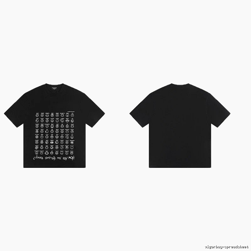 Balenciaga Emoji Printed Street Style Black T-Shirt