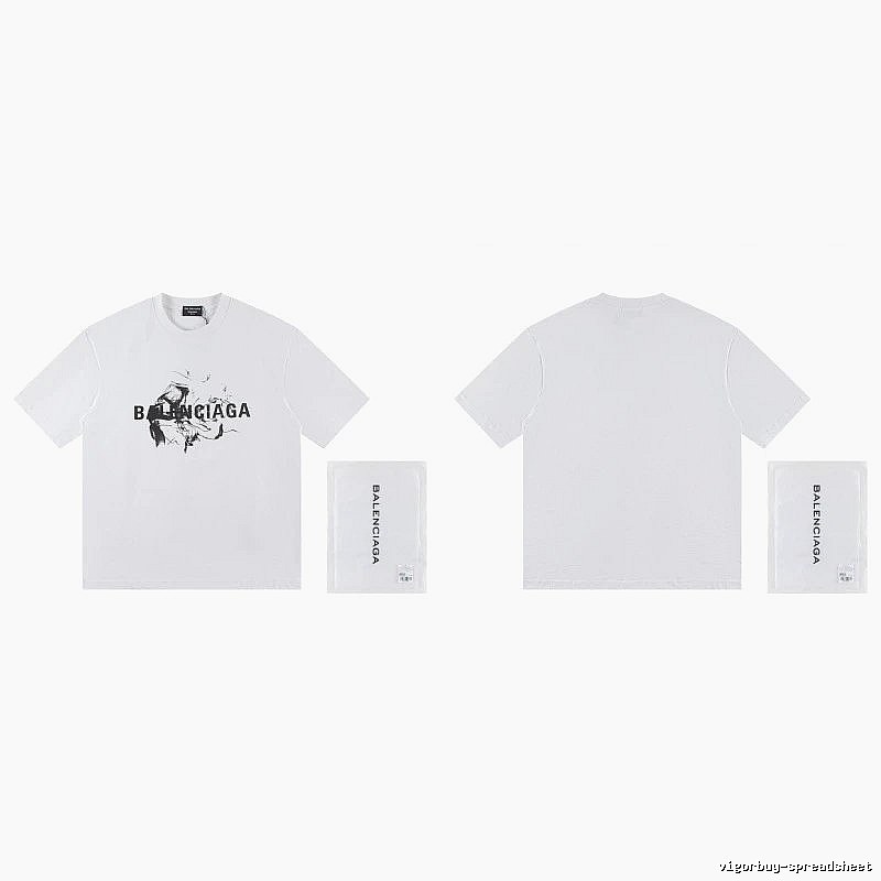Balenciaga Graffiti Print Street Style White T-Shirt