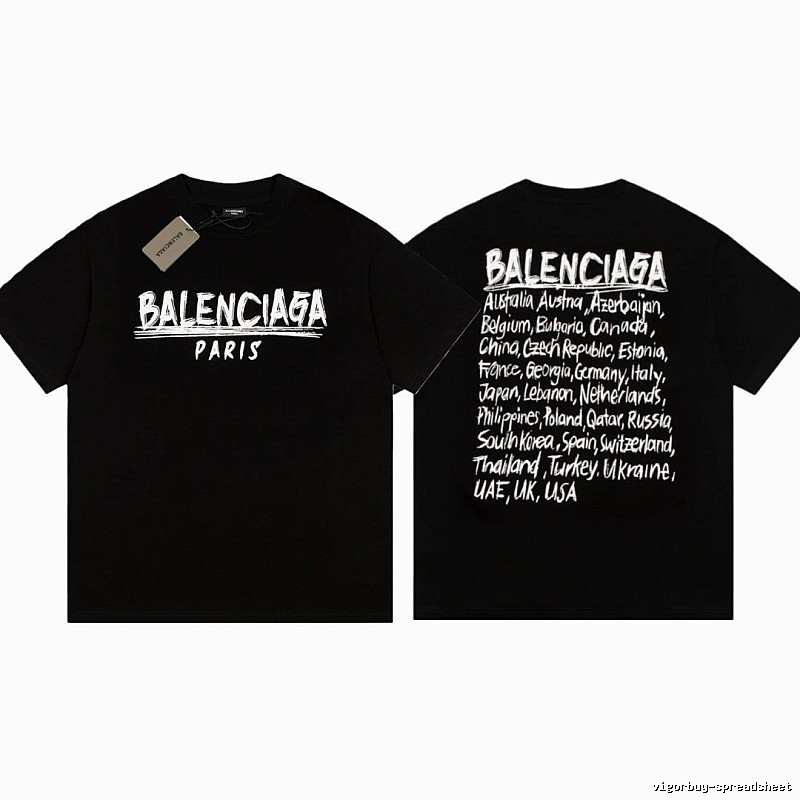 Balenciaga Graffiti Street Style Black Short Sleeve T-shirt