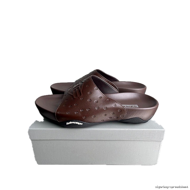 Balenciaga Monogram Trendy Dark Brown Slides