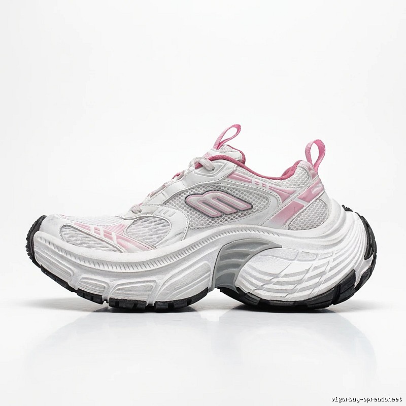 Balenciaga retro-style pink and white sports shoes