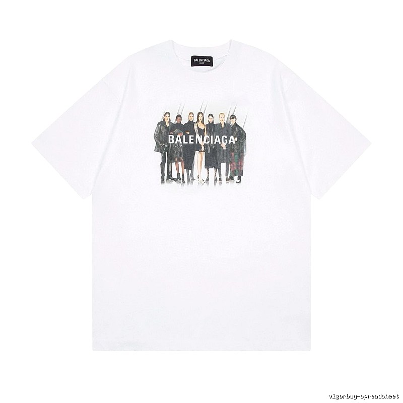 Balenciaga Trendy and Cool Style Portrait Print White T-shirt