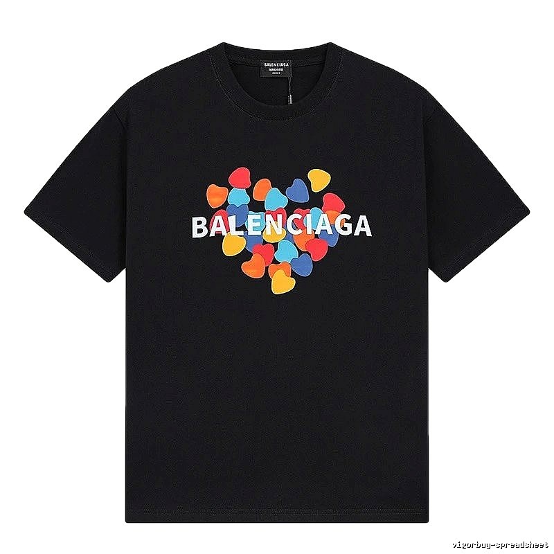Balenciaga Trendy Black T-shirt with Heart Print
