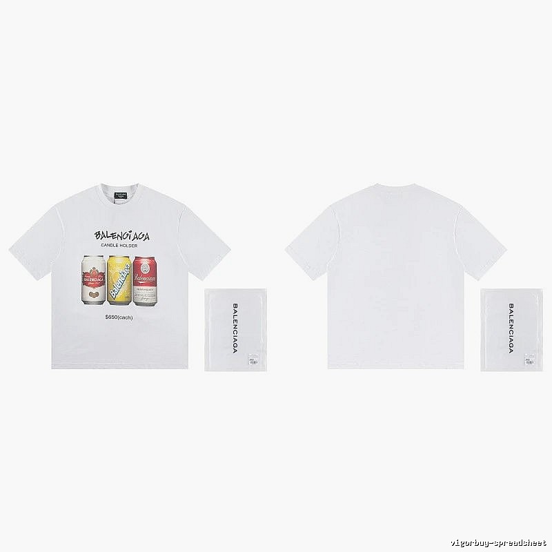 Balenciaga Trendy White T-Shirt with Soda Can Print