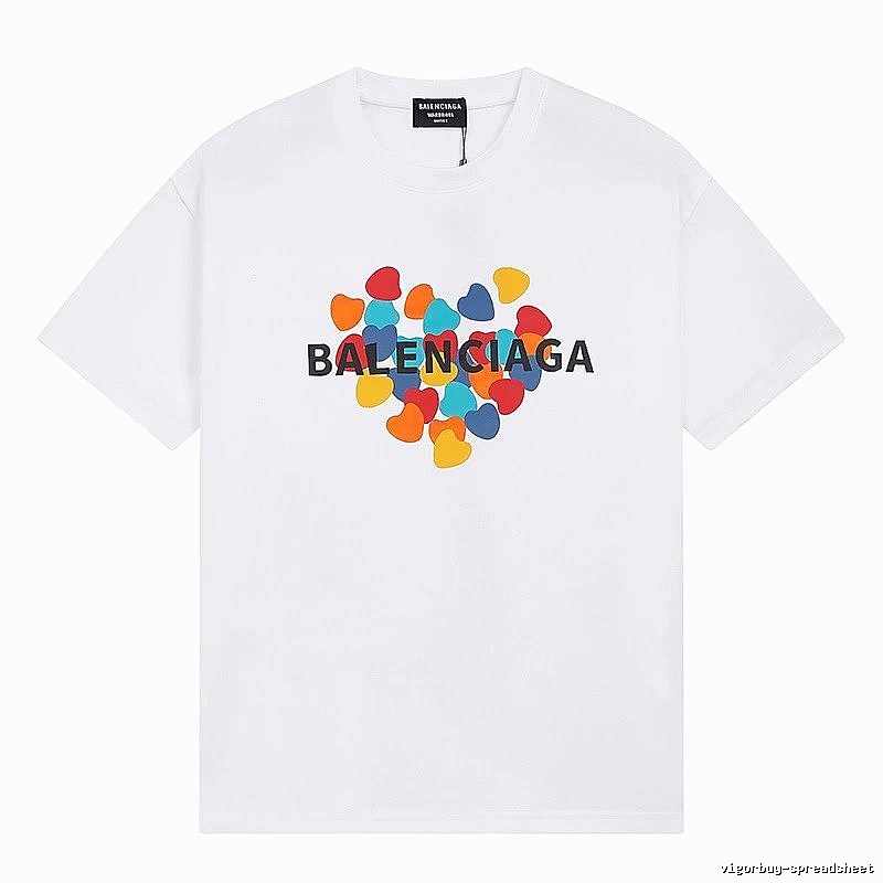 Balenciaga White T-shirt with Heart Print