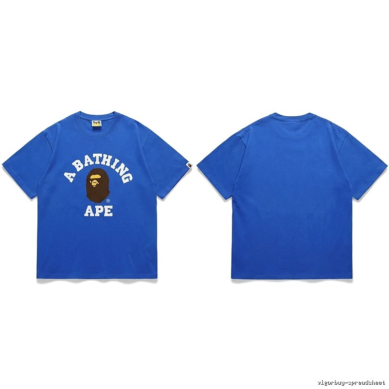 Bape Ape Head Simple Style Blue T-shirt
