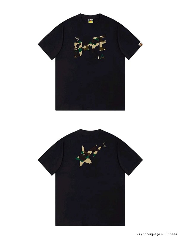 Bape camouflage style black T-shirt