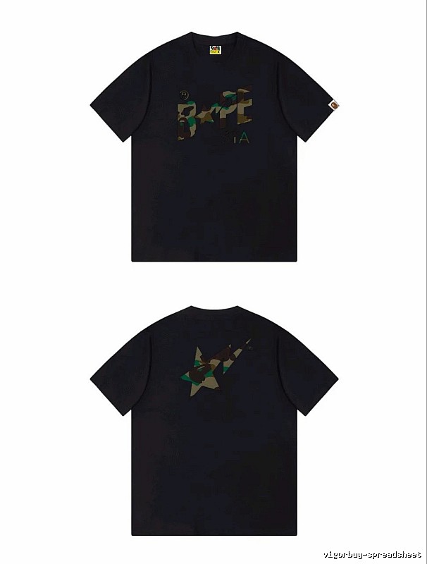 Bape camouflage style black T-shirt