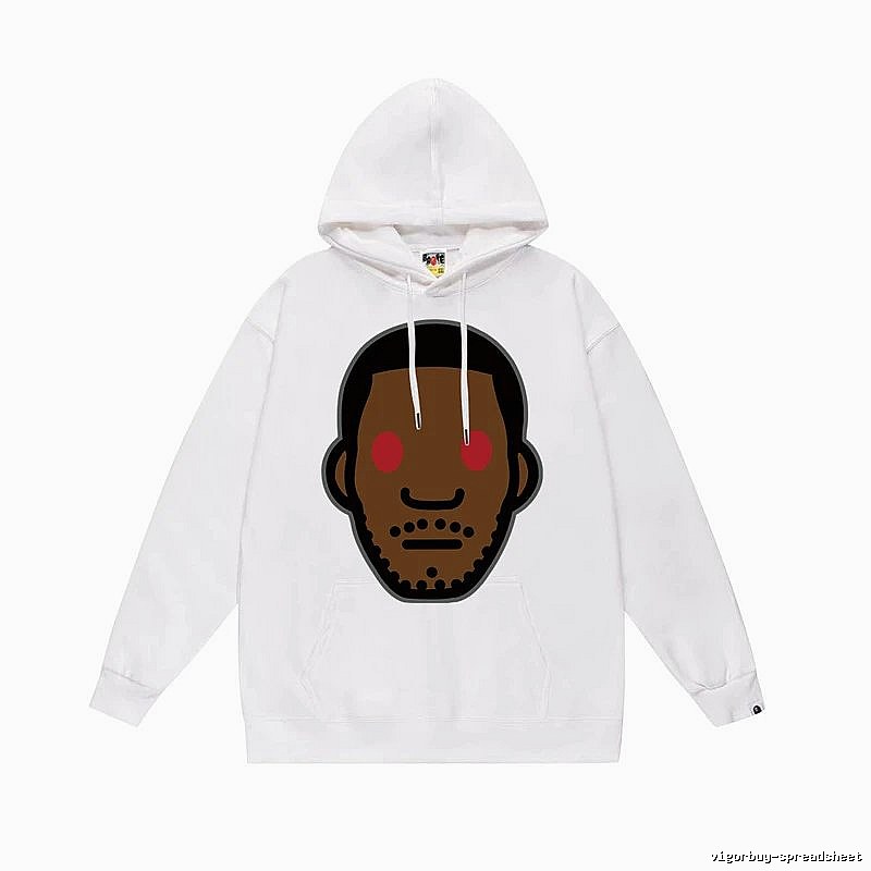 Bape cartoon-style white hoodie