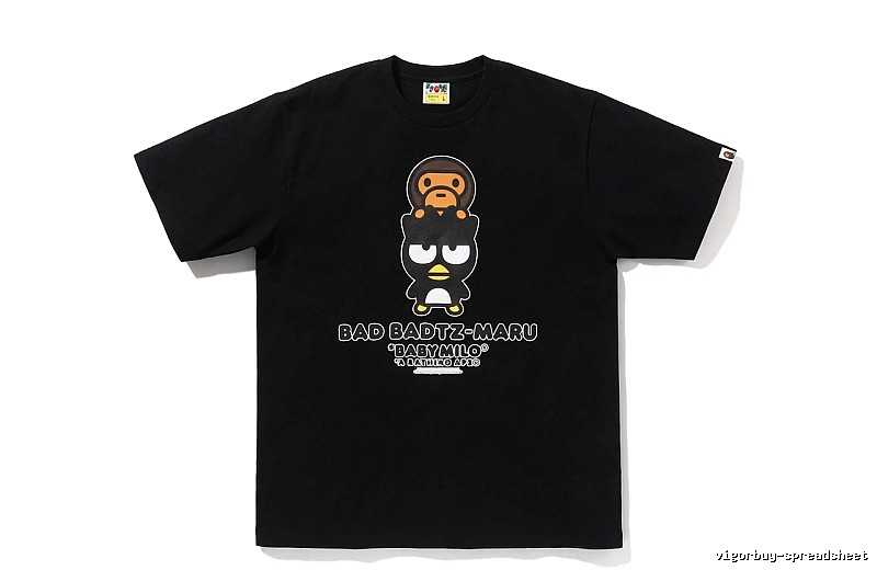 Bape Cartoon Trendy and Cool Style Black T-shirt