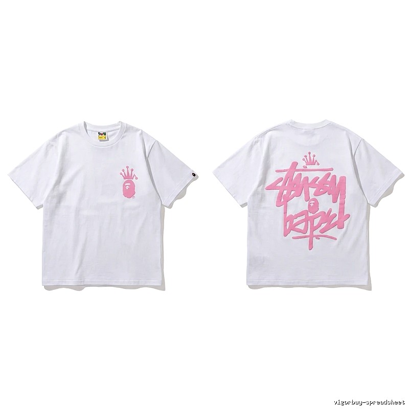 Bape Crown Graffiti Style White T-shirt