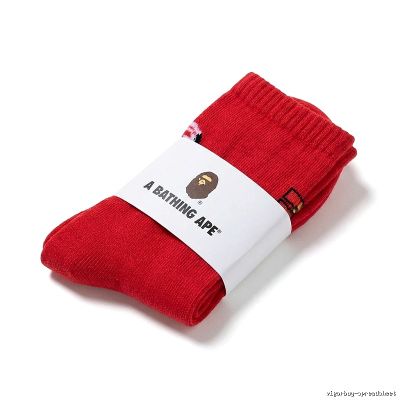 Bape red trendy socks
