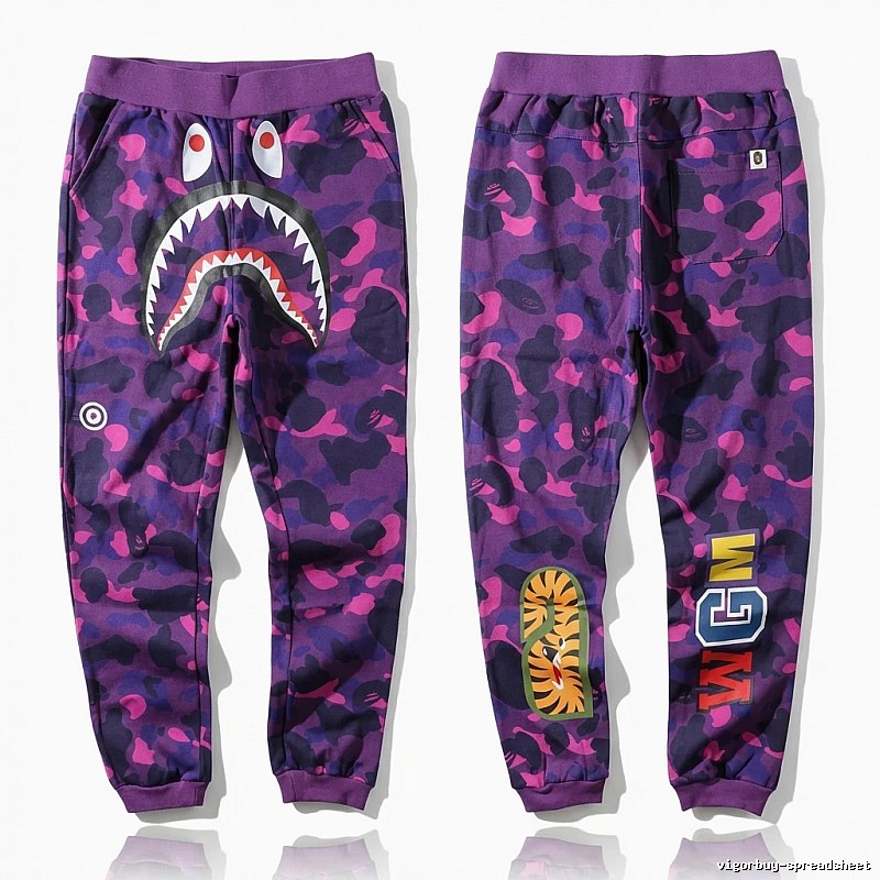 Bape Shark Camouflage Style Purple Pants