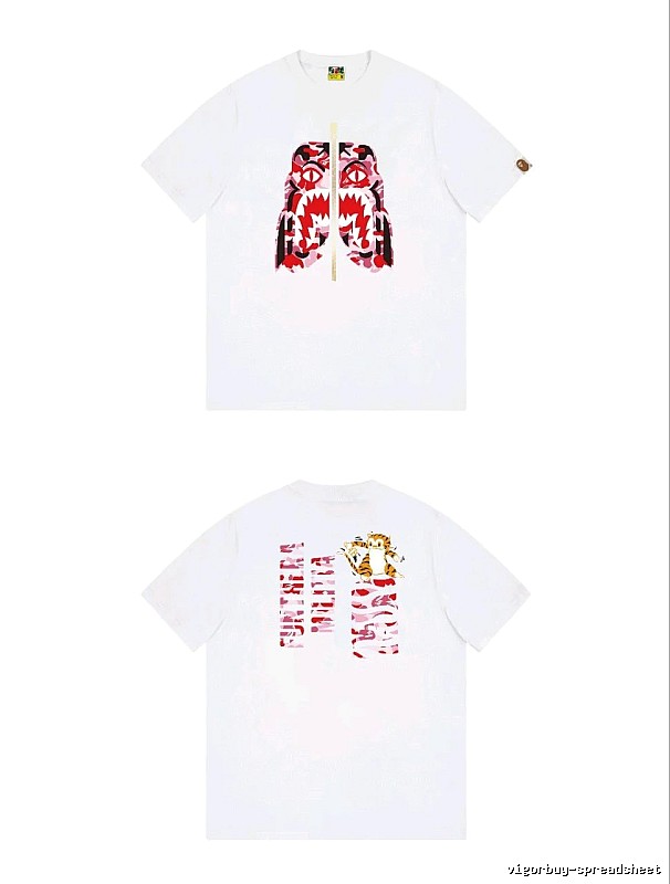 Bape Shark Camouflage Style White T-shirt