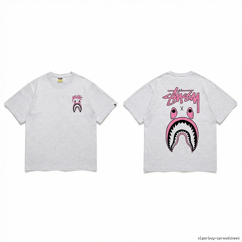 Bape Shark Co-branded Light Grey T-shirt