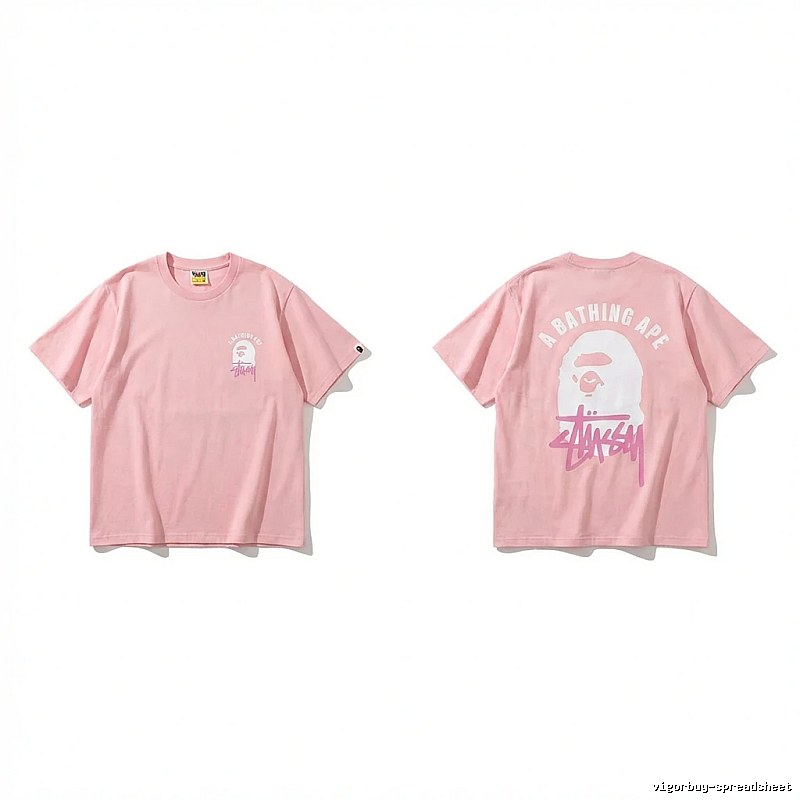 Bape trendy brand pink T-shirt