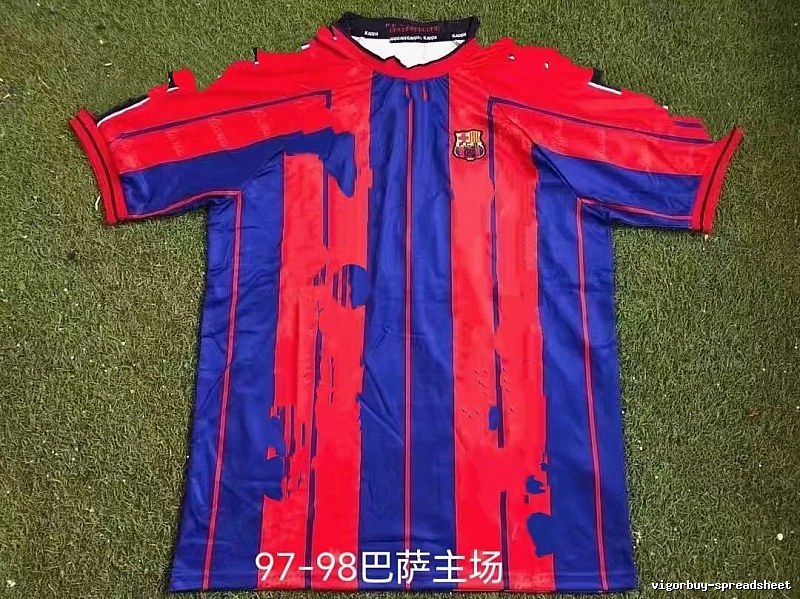 Barcelona Monogram Retro soccer jersey Blue Red Barcelona for Casual Outfits