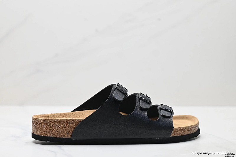 BIRKENSTOCK Casual Three-Buckle Black Slides