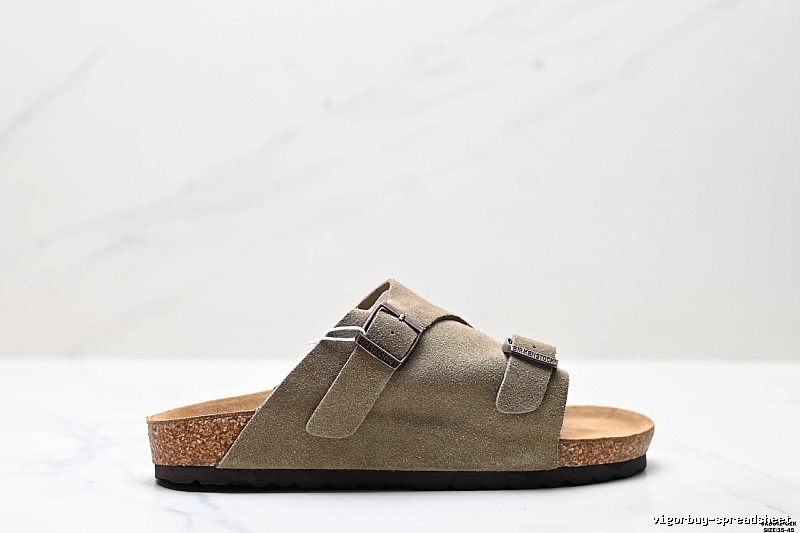 BIRKENSTOCK Cork Vintage Style Khaki Slide Sandals